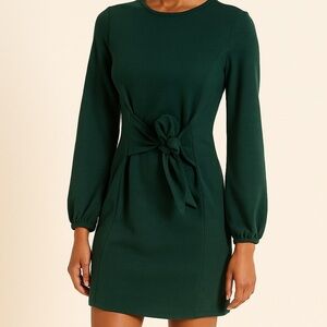 Tobrief Green Long Sleeve Tie Front Mini Dress Size Small NWT